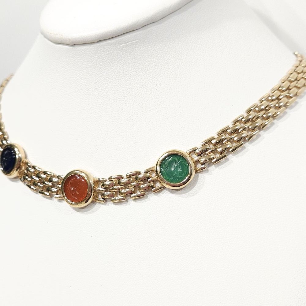 Christian Dior Necklace Gold Gripoix Soldier Cameo Vintage Dior Necklace - Picture 7 of 16